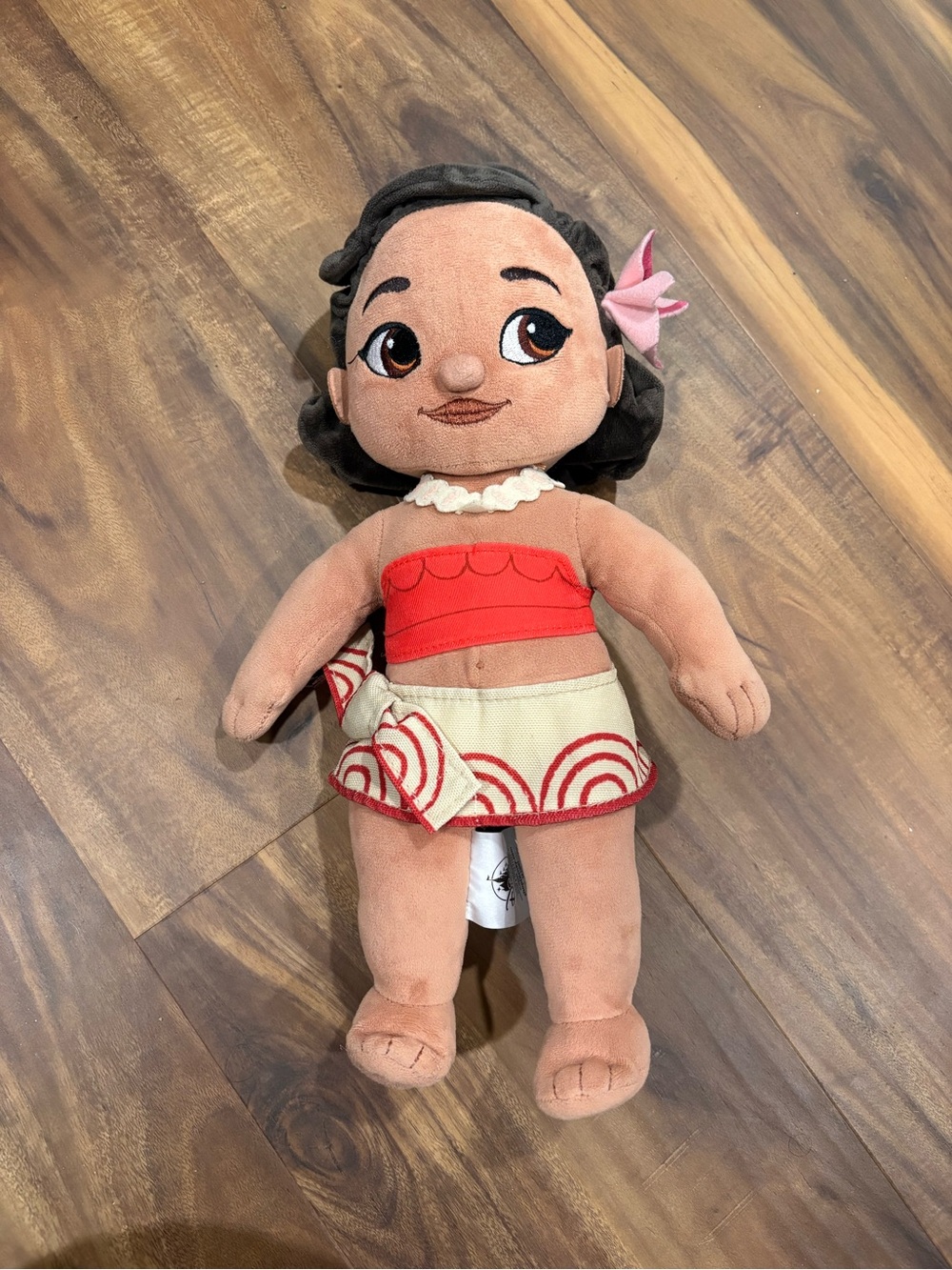 Disney Plush Moana Doll with Pink Flower and Red Outfit